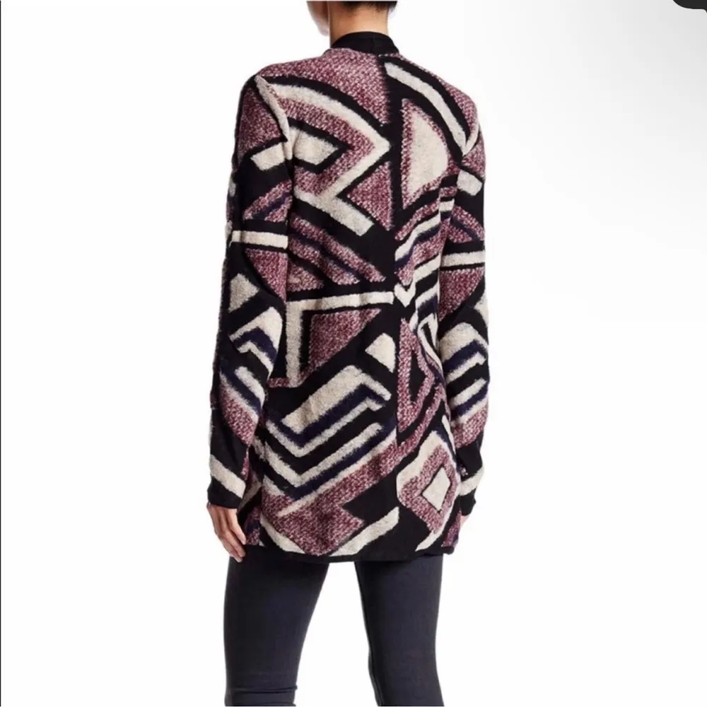 ♠️Lucky Brand♠️Womens Intarsia Multicolor Geometric Draped Cardigan Sz S - Image 4