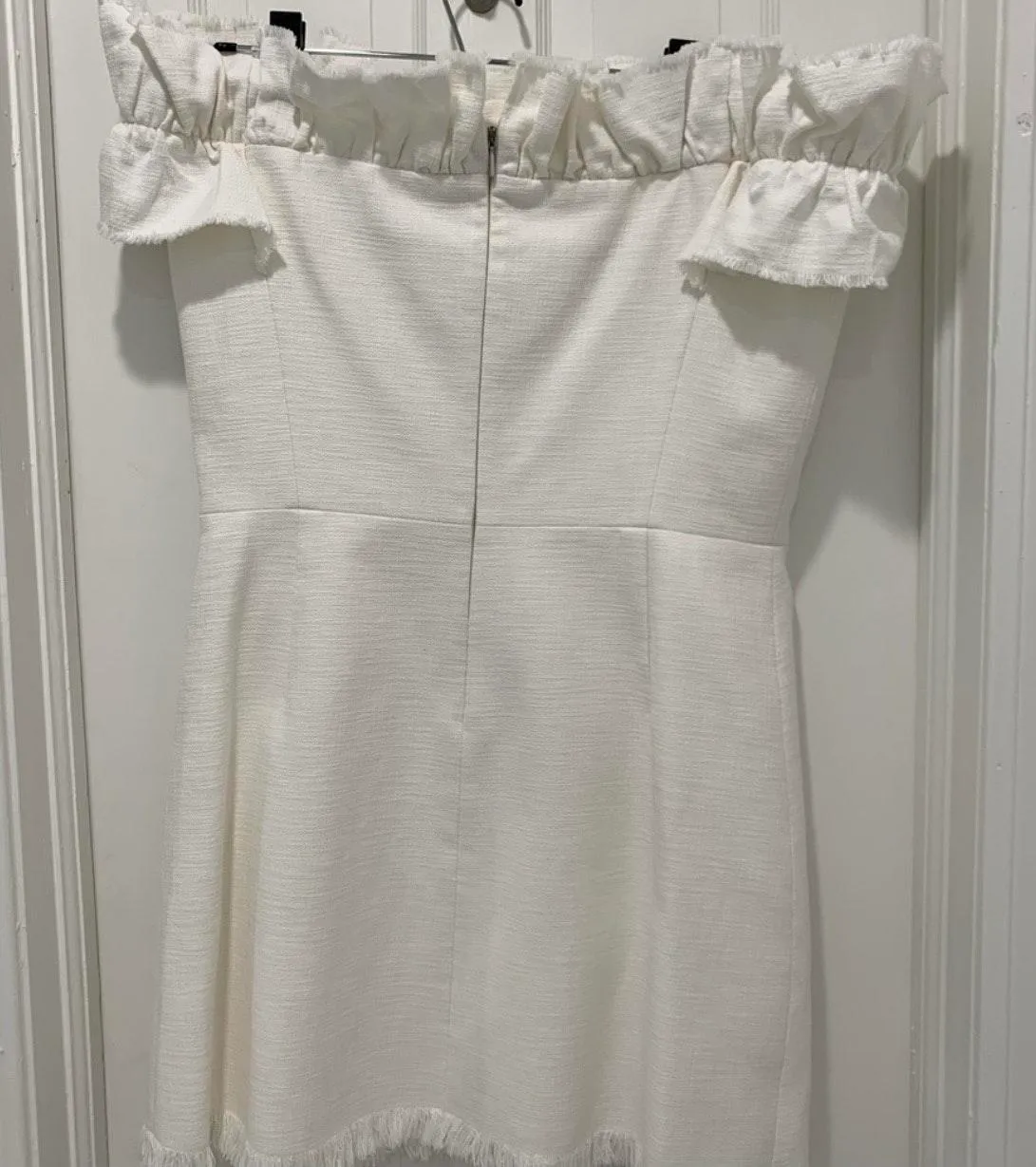 White Off Shoulder Dress - Ruffle - Image 5