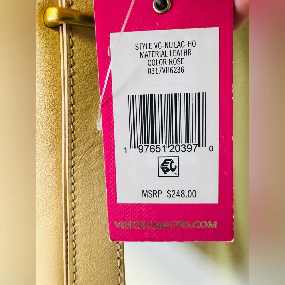 VINCE CAMUTO Lilac Leather Shoulder Bag In Rose NWT - Image 4