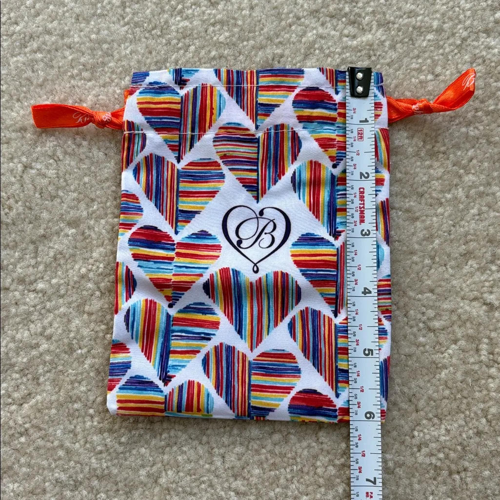 Brighton Drawstring Bag Heart Pattern Rainbow Small 4.5 x 6 - Image 5