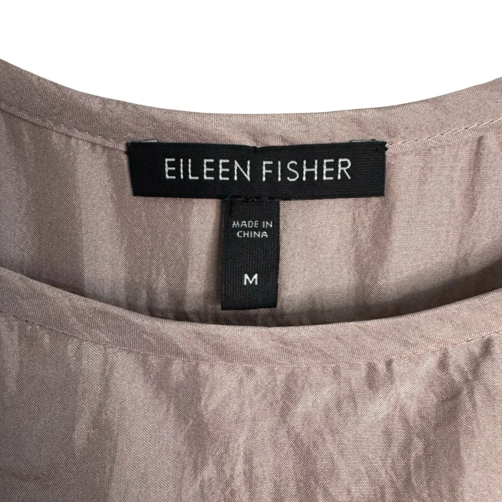 Eileen Fisher Brush Pink Silk Tiered Sleeveless Tank Top Blouse - Image 2