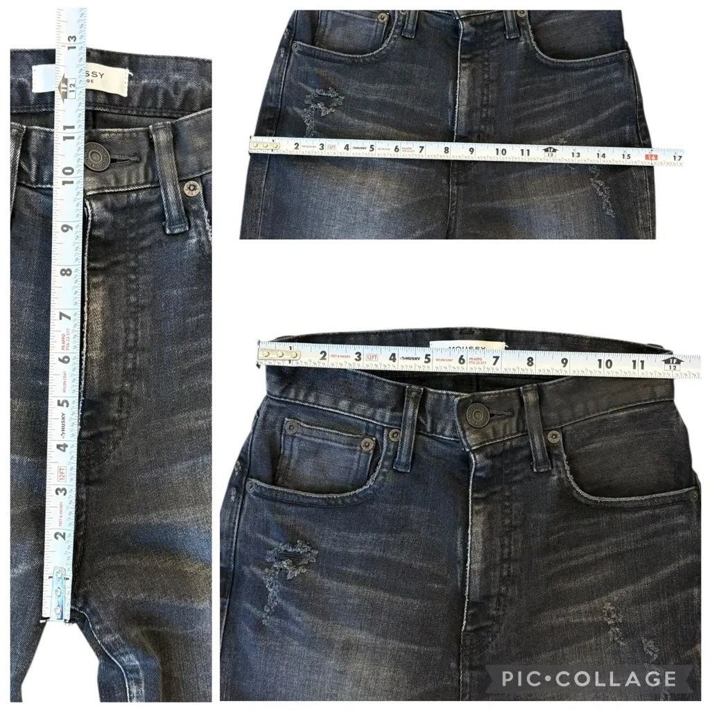 Moussy Vintage Alhambra Flare Jeans Split Hem High Rise Japanese Denim Size 24 Black - Image 10