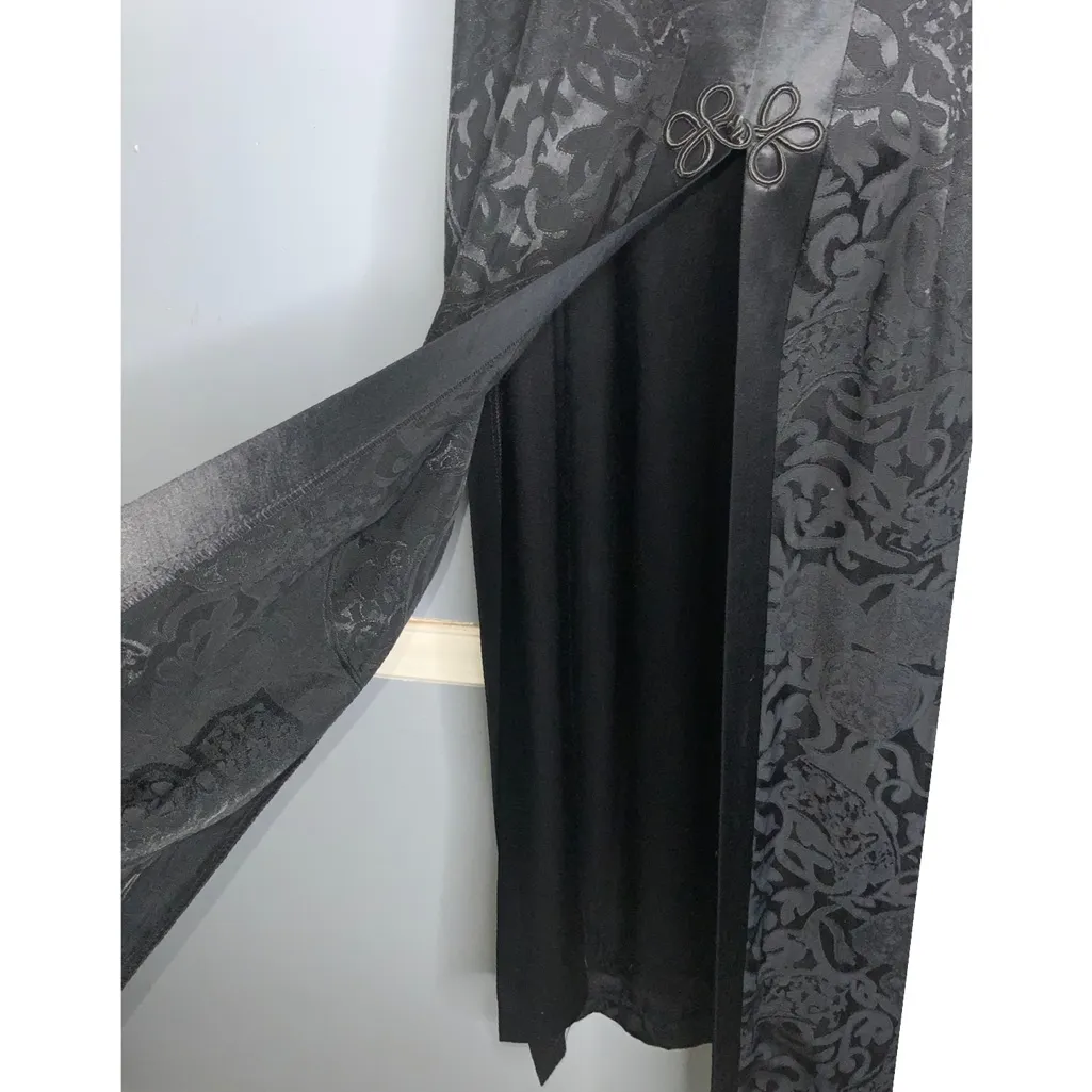 R&M Richards Black Satin Sleeveless Cheongsam & Wide Leg Pants Size 14 - Image 6