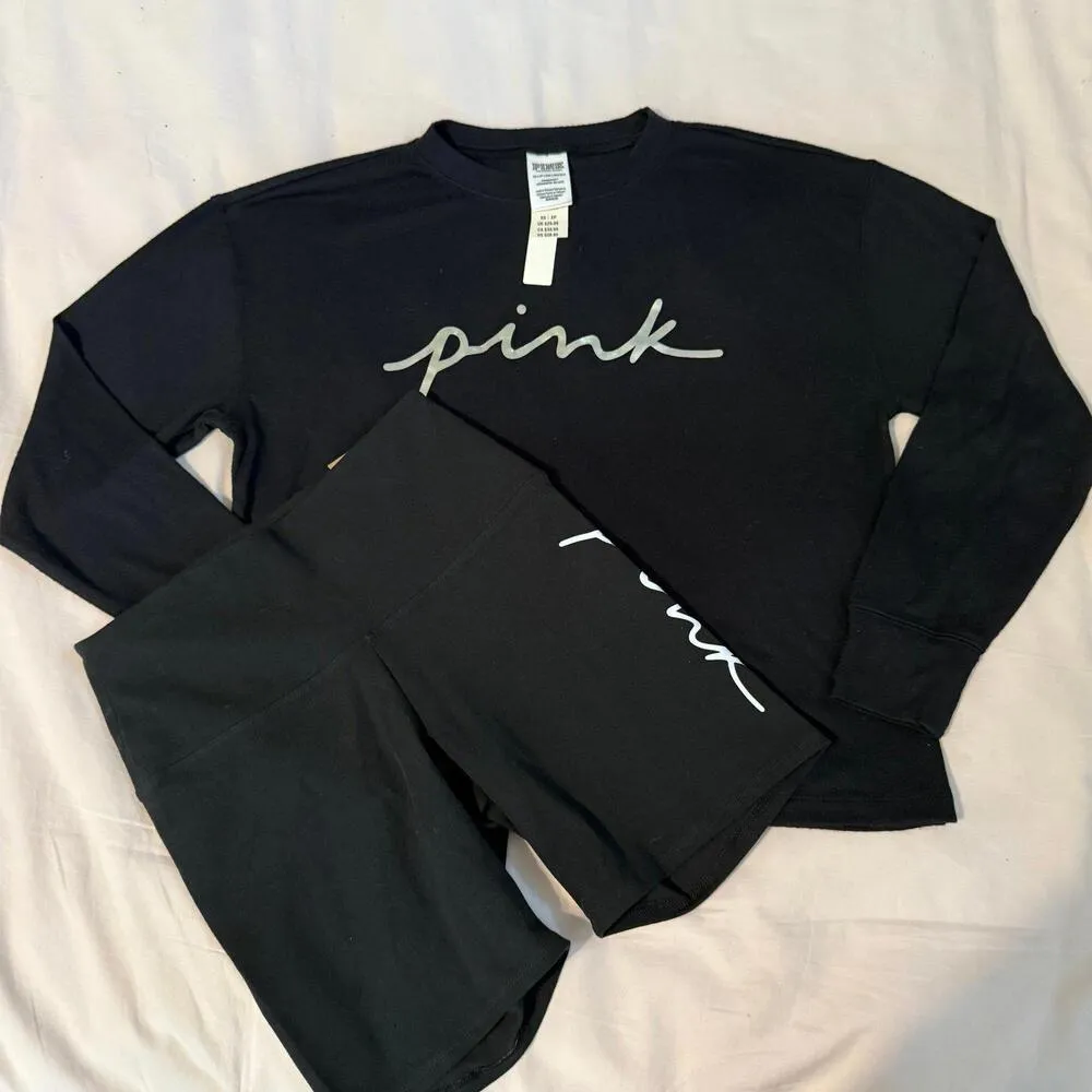 PINK Victoria's Secret Long sleeve and biker shorts set - Image 2