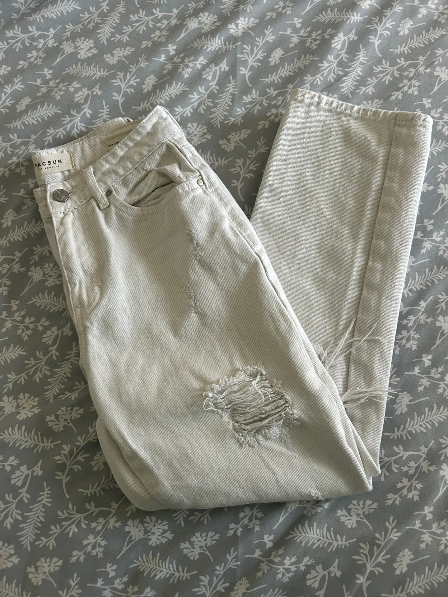 White Ripped Mom Jeans - Image 4