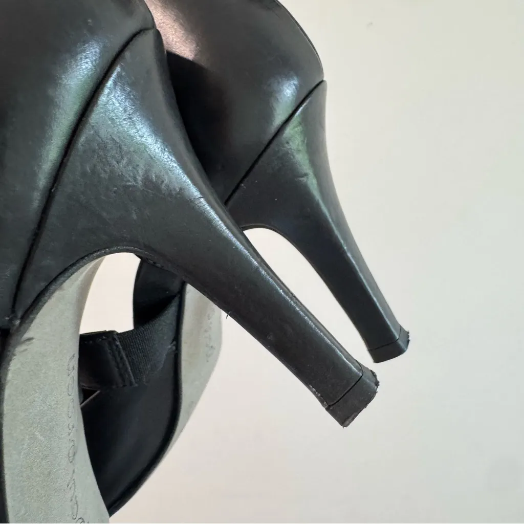 Paul Green Desire Black Leather Pumps Asymmetric Pointed Toes Size UK6 US8 - Image 7