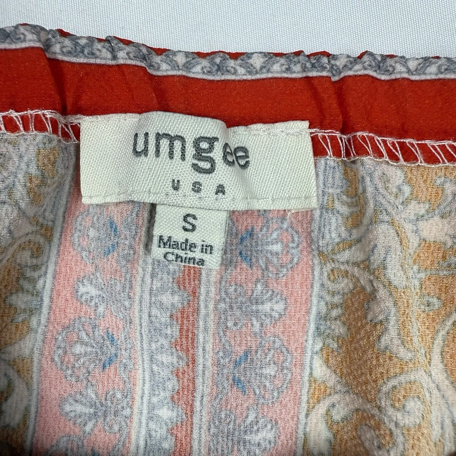 Umgee Women's Size Small Floral‎ Tassel Blouse Shirt Top Tropical Boho Peasant - Image 6