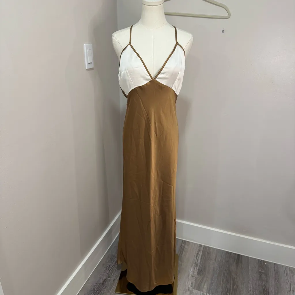 Abercrombie Two-Tone Satin Midi Dress MT - Image 2