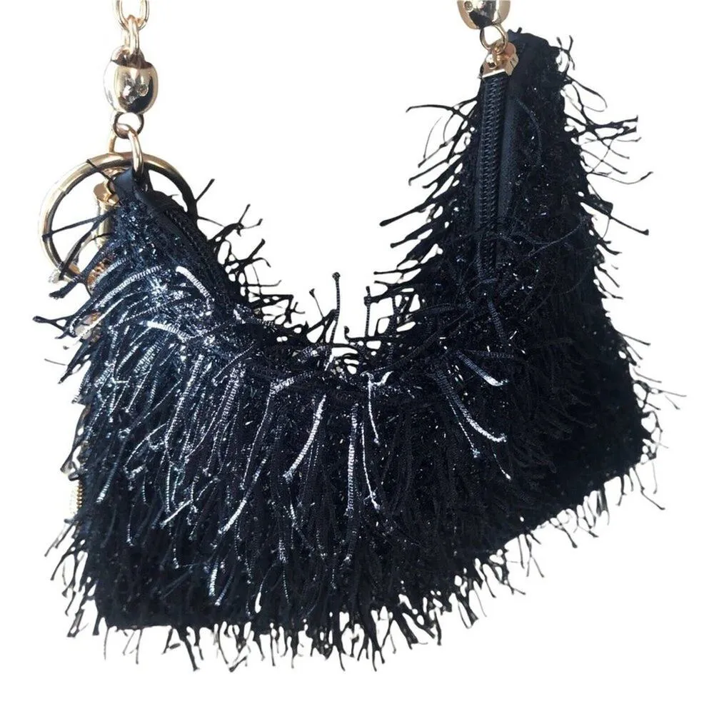 Badgley Mischka Feather black with gold hardware evening handbag - Image 4