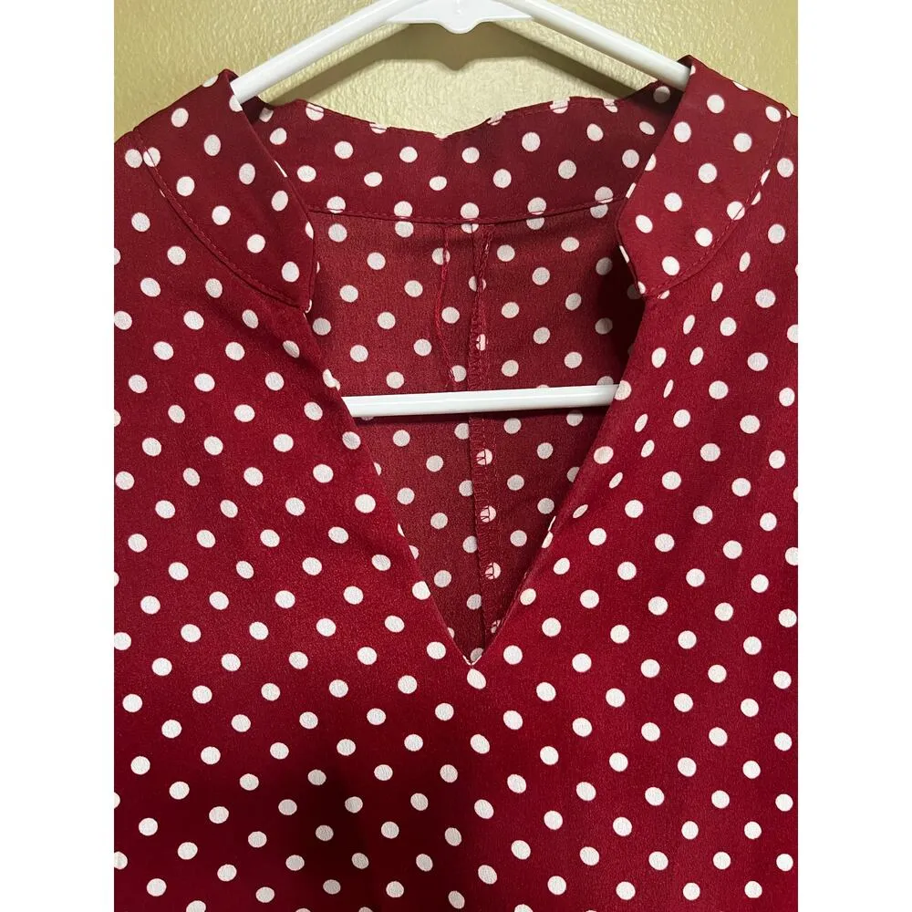 SHEIN Red with White Polka Dot Dress - Image 3
