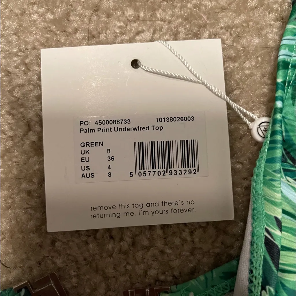 NWT MISSGUIDED PALM PRINT UNDERWIRED SWIM TOP S - Image 5