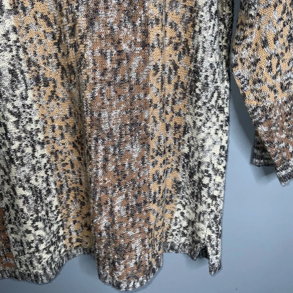 NIC+ZOE Brown and Cream Knit Round Neck 3/4 Sleeve Lightweight Sweater Medium - Image 6