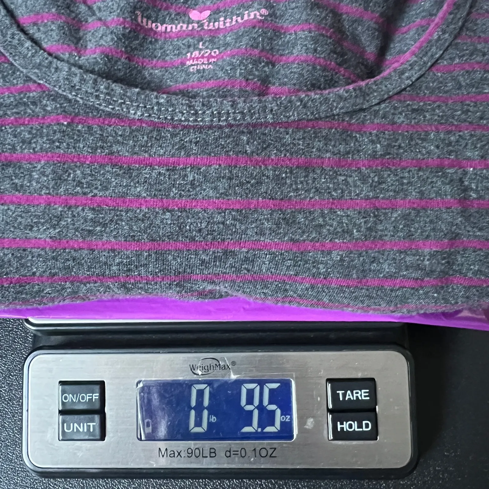 Woman Within Striped Gray & Pink Women's Elbow Sleeve Top Size 18/20 - Image 9