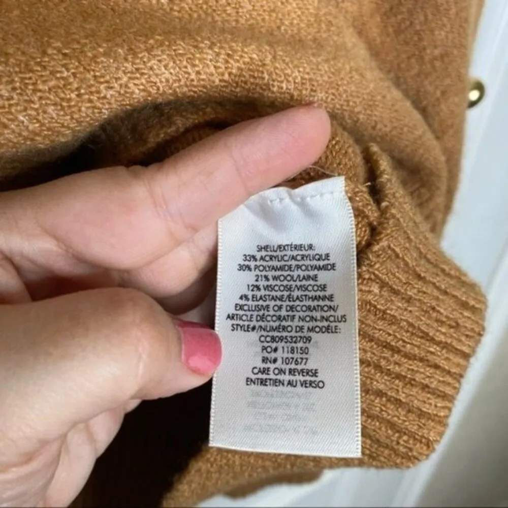 Alice + Olivia Gleeson Wool Metal Ball Sweater in Tan Gold - Image 5