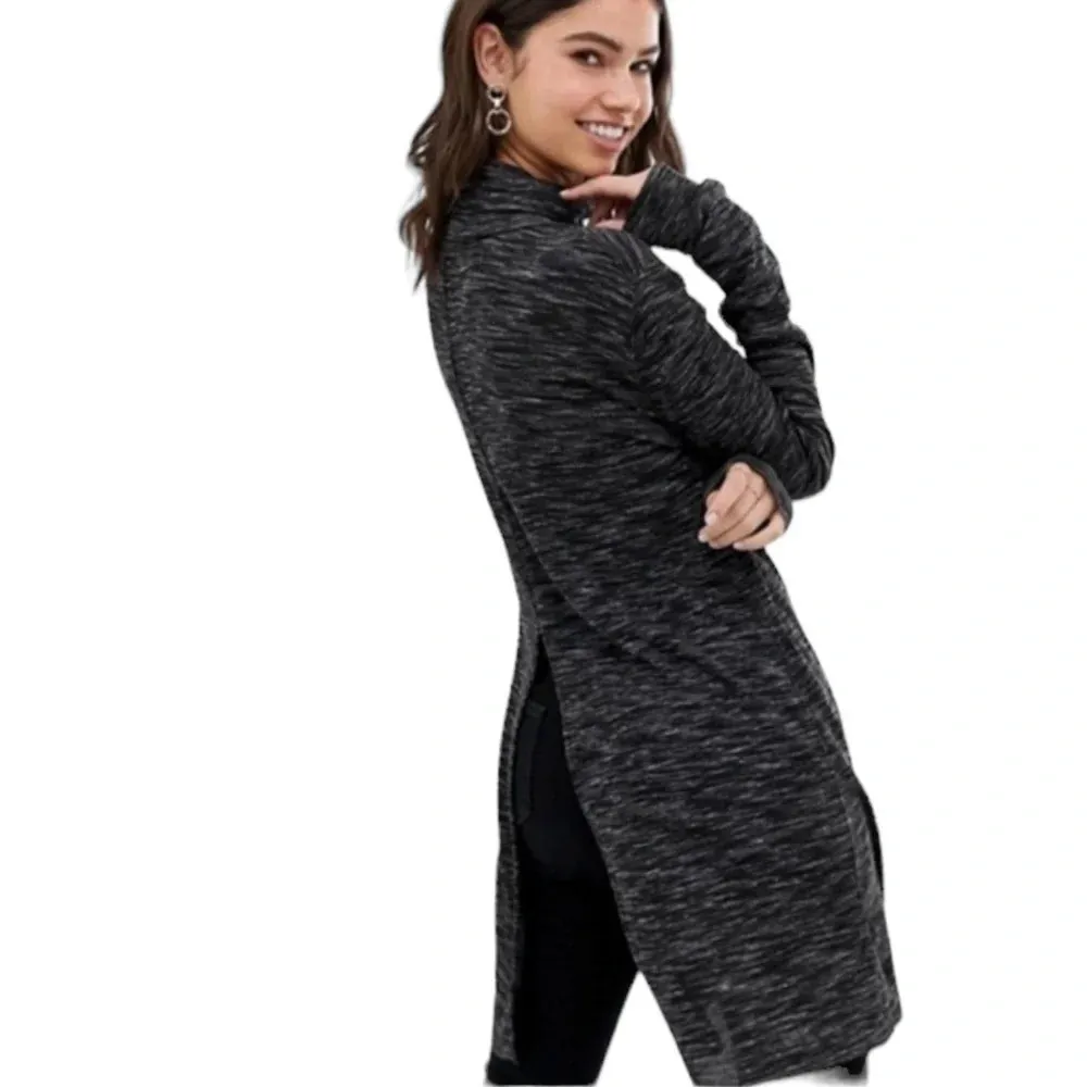 Free People Stone Cold Black Heather Split Back Turtleneck Tunic Size XS - Image 9