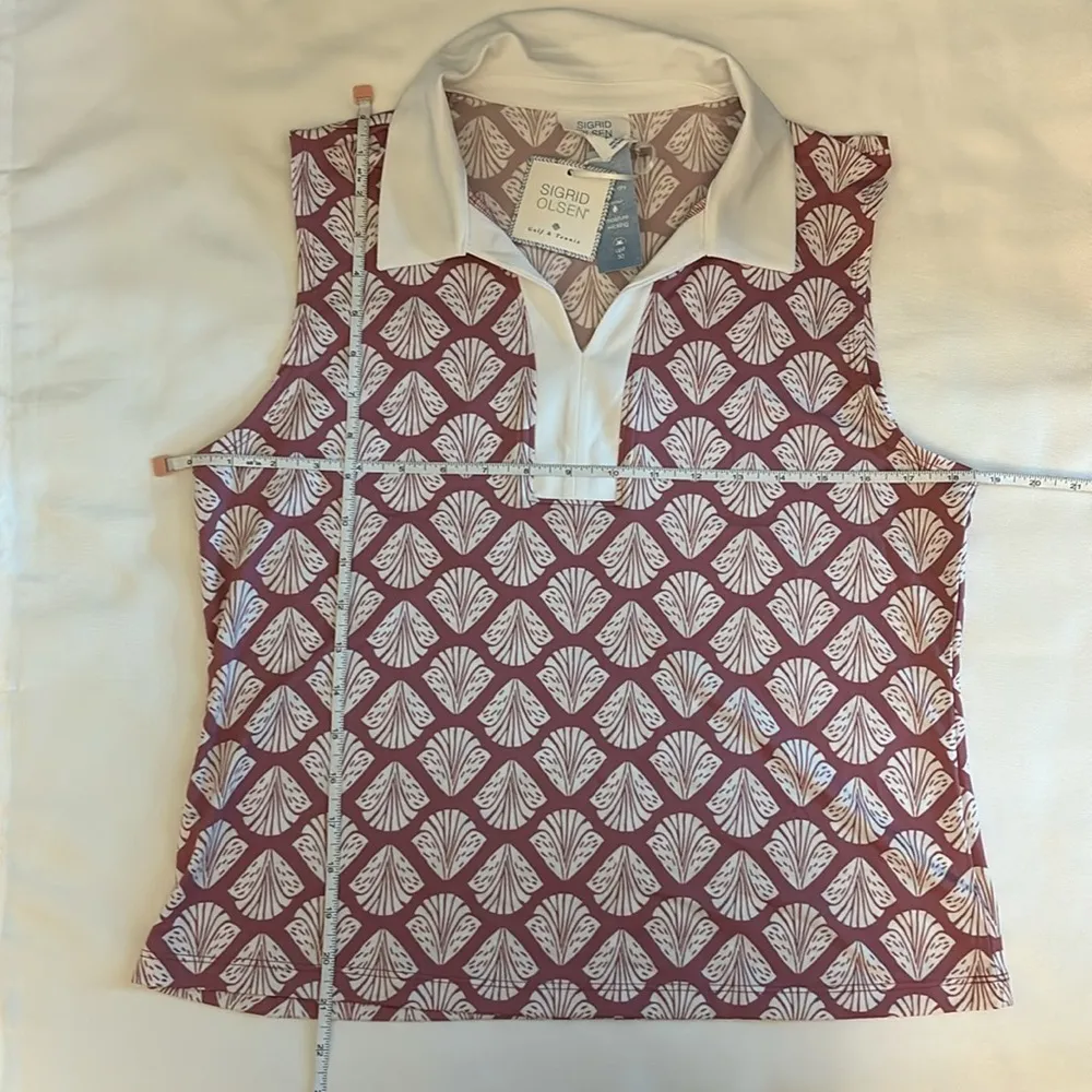 Sigrid Olsen Golf & Tennis Sleeveless Polo Collar Shirt Multicolor W Large NWT - Image 5