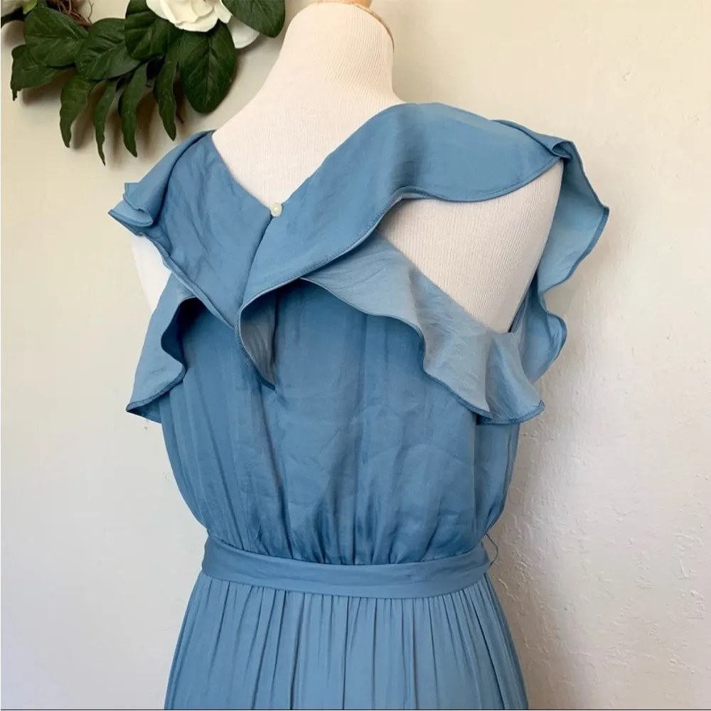 LOFT Cornflower Blue Tiered Ruffle Flutter Midi Dress S - Image 6