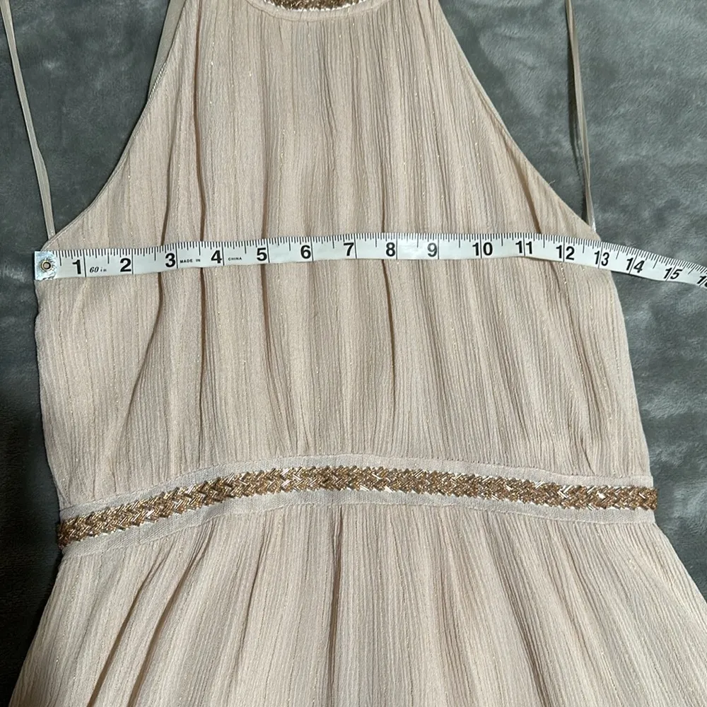 Altar'd State size medium Pink Champagne & Gold Beaded Halter Dress - Image 9