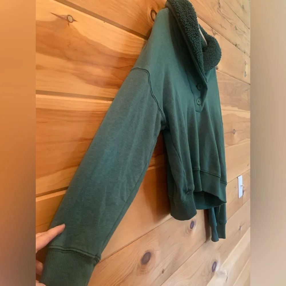 American Eagle Womens M Pullover Long Sleeve Shawl Collar Sweatshirt Green - Image 2