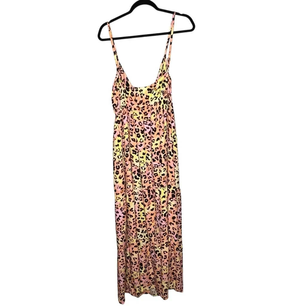 Bar III NEW Leopard Cheetah Print Sleeveless Maxi Dress Pink Yellow Summer XL - Image 8
