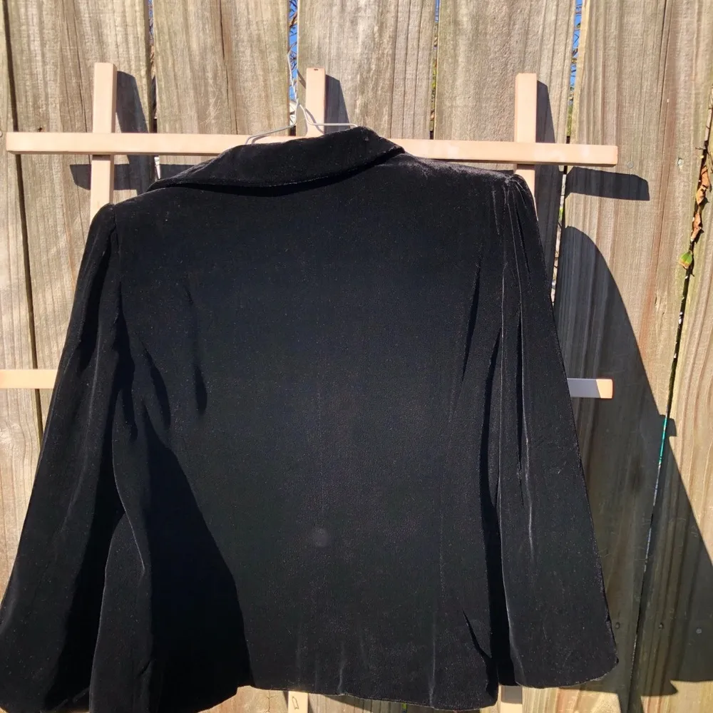 Ann Taylor Loft Black Velvet Silk blend jewel button blazer jacket 4 - Image 8