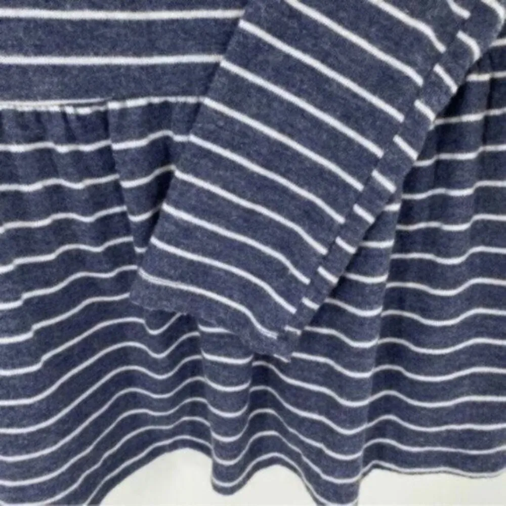Peplum Long Sleeve Knit Top Blue White Striped - Image 8