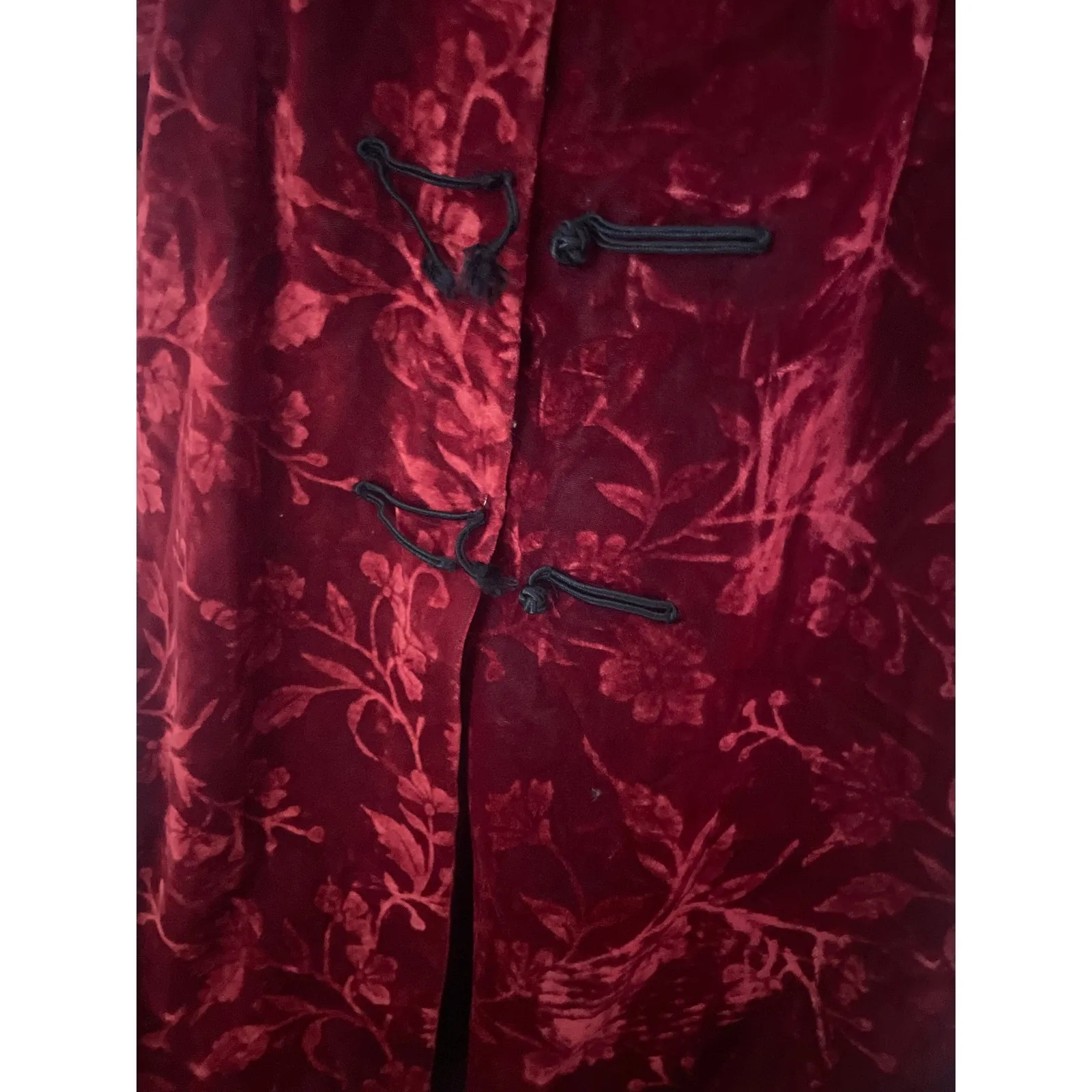 Vintage 90's VICTORIA'S SECRET Collection Velvet Burnout Cheongsam Dress GOTH L - Image 8