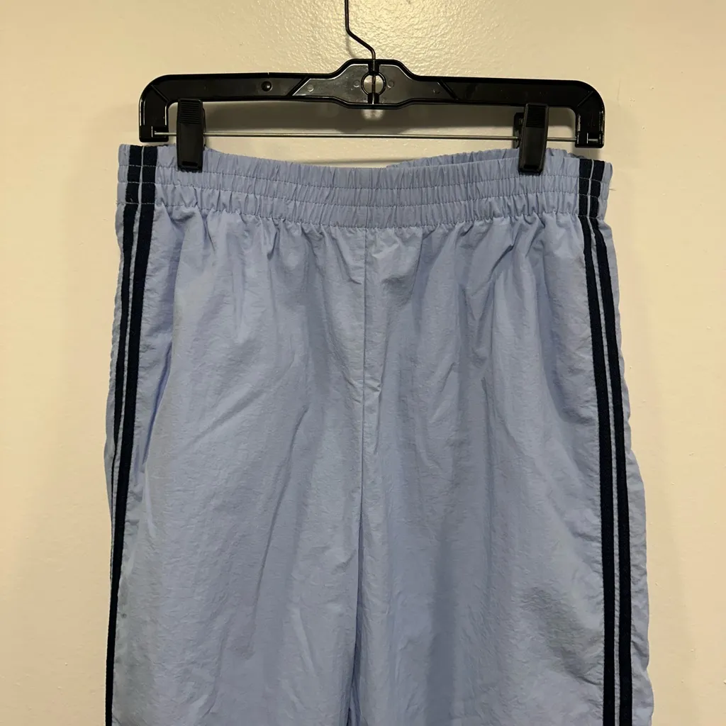 Light Blue Track wind Pants with Black Stripes 90s vintage retro size large! - Image 2