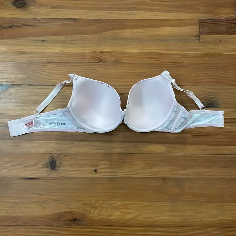 Juicy Couture Pink Bra with Text Print Womens Size 40D Padded Underwire Logo - Image 5