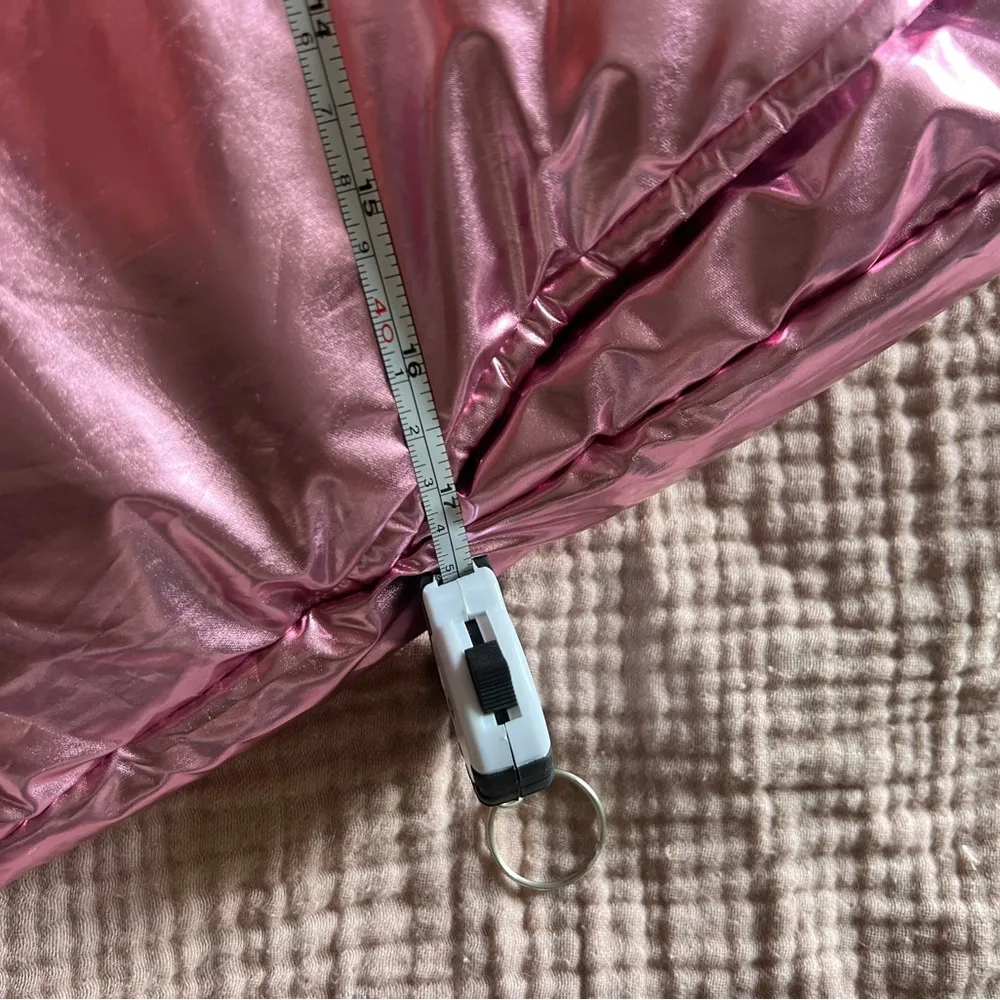 IHEARTRAVES Babycakes Metallic Pink Puffer Snow Pants Mid Rise Flared S - Image 8