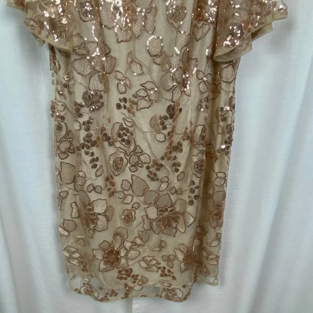 Adrianna Papell Champagne Gold Sequin Embroidered Sheath Dress Sz.24W NWT - Image 7