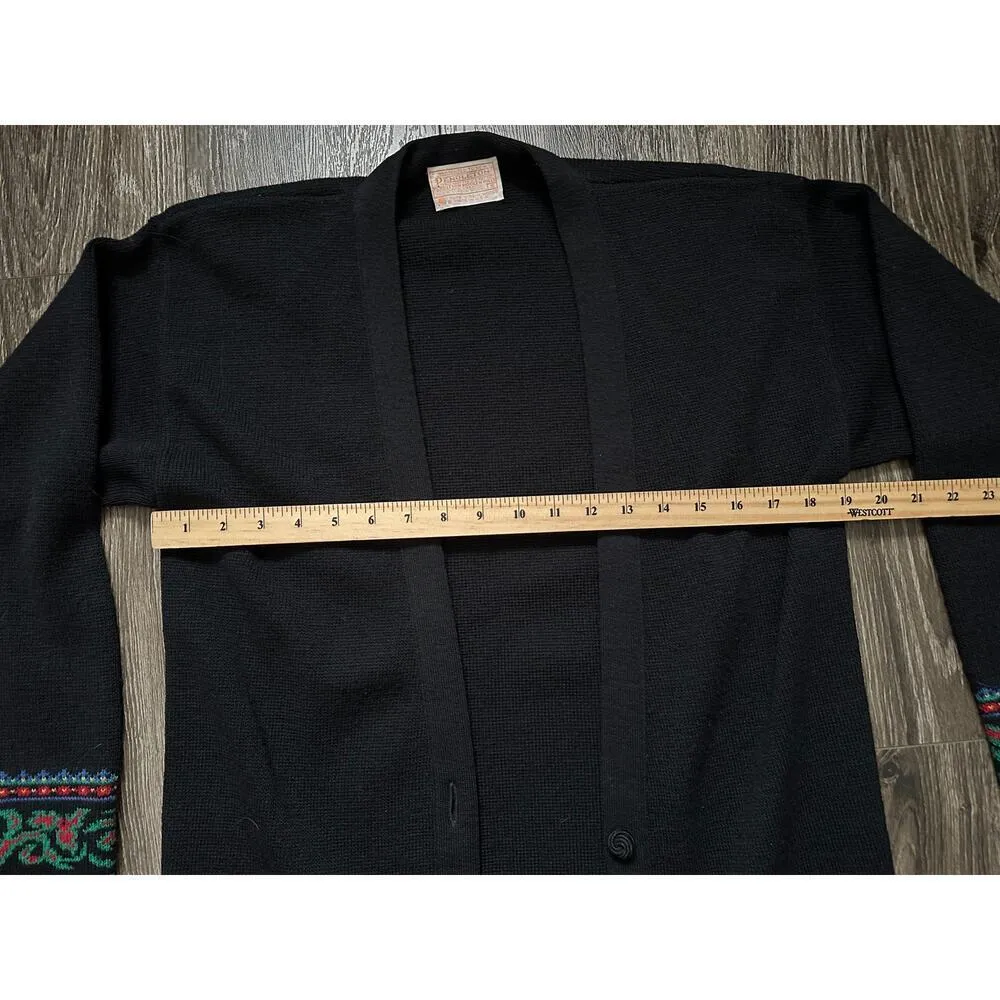 Pendleton Vintage Black Wool V Neck Button Front Cardigan Sweater Size S - Image 3