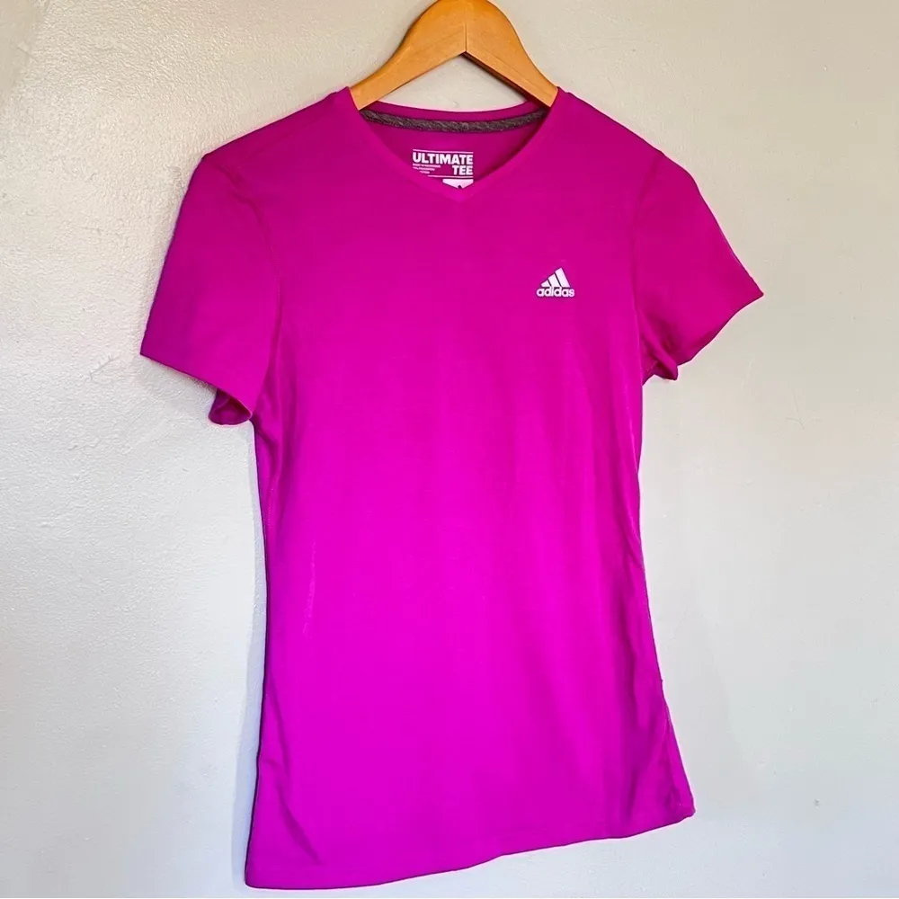 adidas climalite workout short sleeve performance athletic tee pink small - Image 3