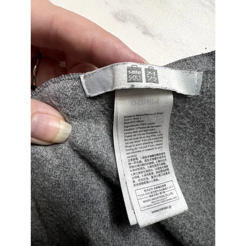 MiniSo 100% Velvet Grey Scarf Large Super Soft Basic Layering Piece Gray - Image 2