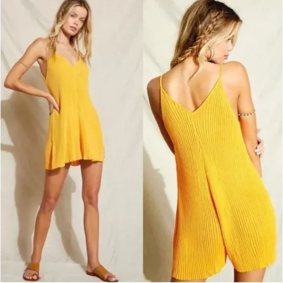 Free People romper ribbed tangerine sleeveless Nola Sweater playsuit onesie - Image 2