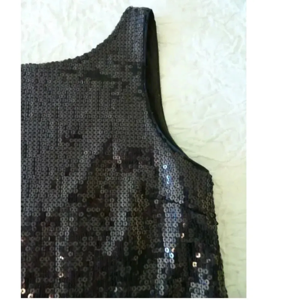 Free people black sequin mini dress low back size 4 slightly oversized - Image 7