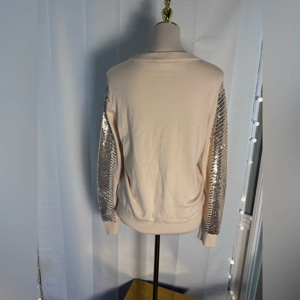 THML Cream Top with Gold Sequin Accents Medium - Image 2
