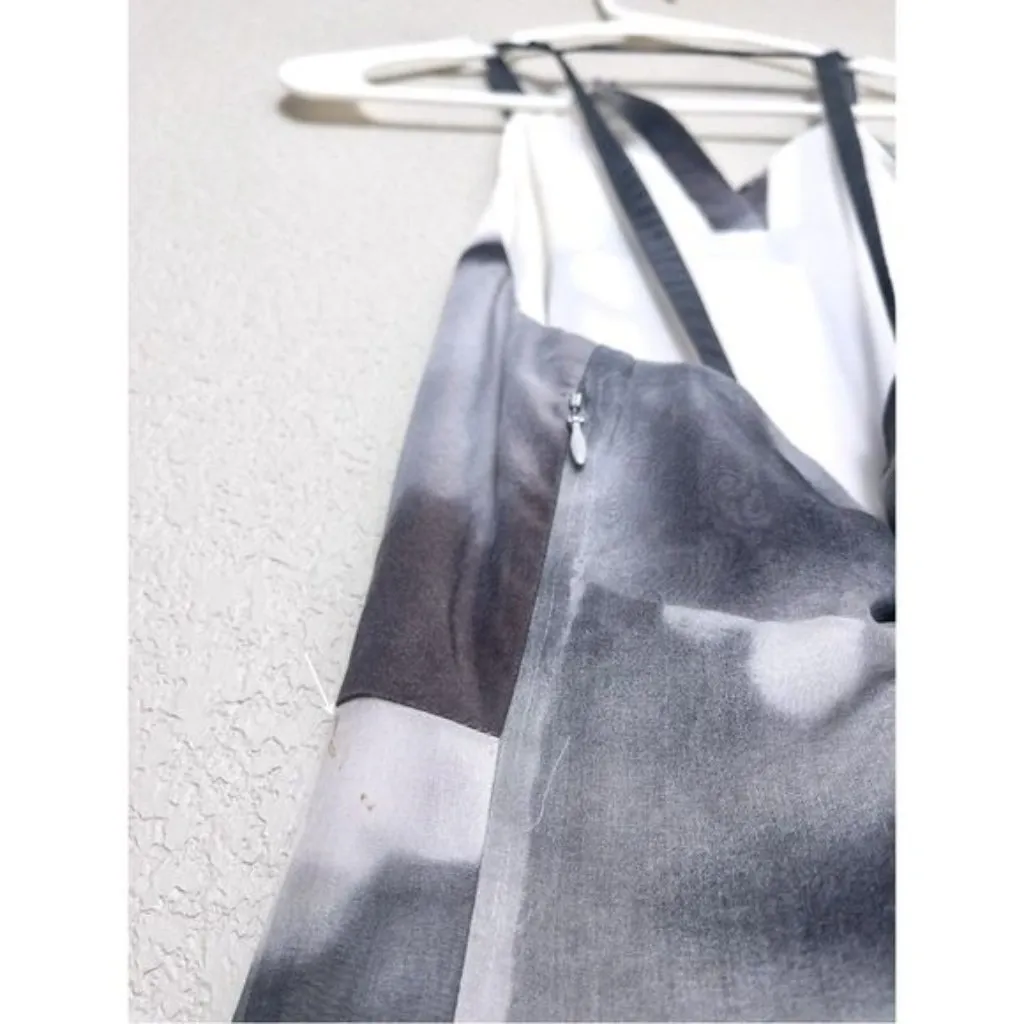 Rachel Comey Aten Silk Watercolor Dress 4 Square Neckline Organza Ruffle - Image 9