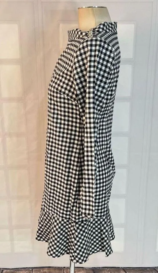 J crew NWT black white gingham long sleeve lightweight flannel dress size xs - Image 10