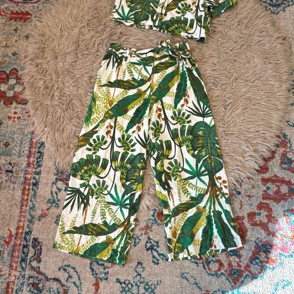 Joie tropical linen blend two piece set size 8 - Image 3