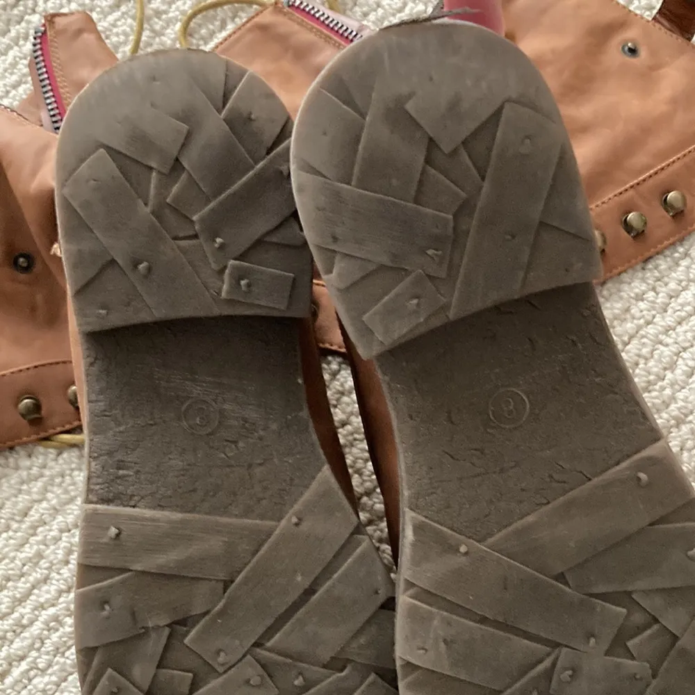 Cathy Jean Vegan Leather Brown Convertible Lace-Up Combat Boots Size 8 GUC - Image 12