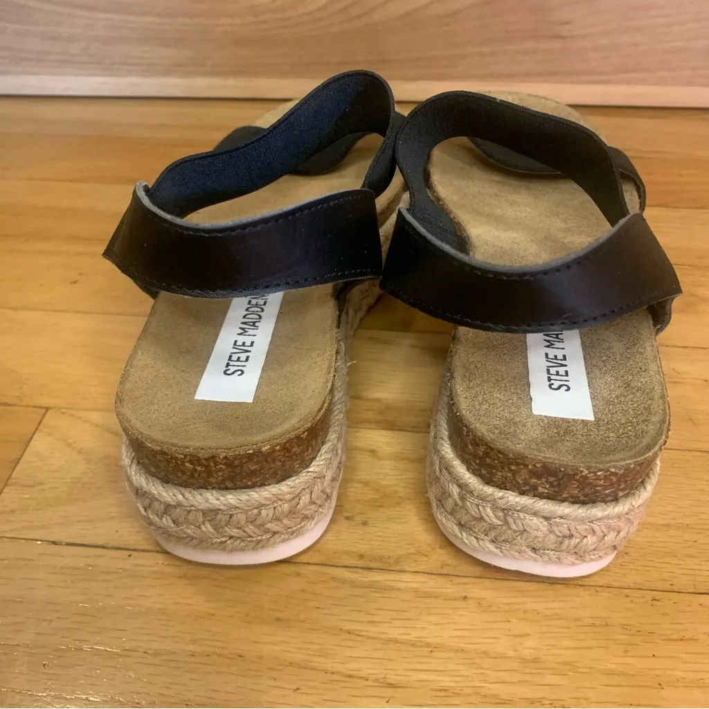 Steve Madden Jaklyn Espadrille Platform Sandals in Black - Size 9 - Image 5