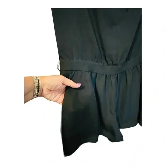 EXPRESS BLACK SHORT ROMPER TIE FRONT WITH SHOULDER CUT OUTS‎ SIZE SMALL - Image 3