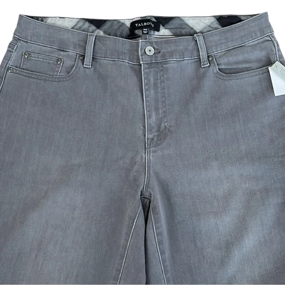 NWT Talbots Flannel Trimmed Jeans Grey Size 14W - Image 3