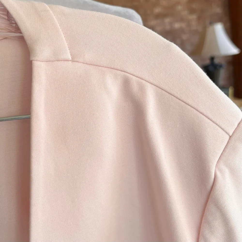 Amanda & Chelsea Blazer Ponte Knit Cutaway Pink 3X Collarless One Button Pastel - Image 6