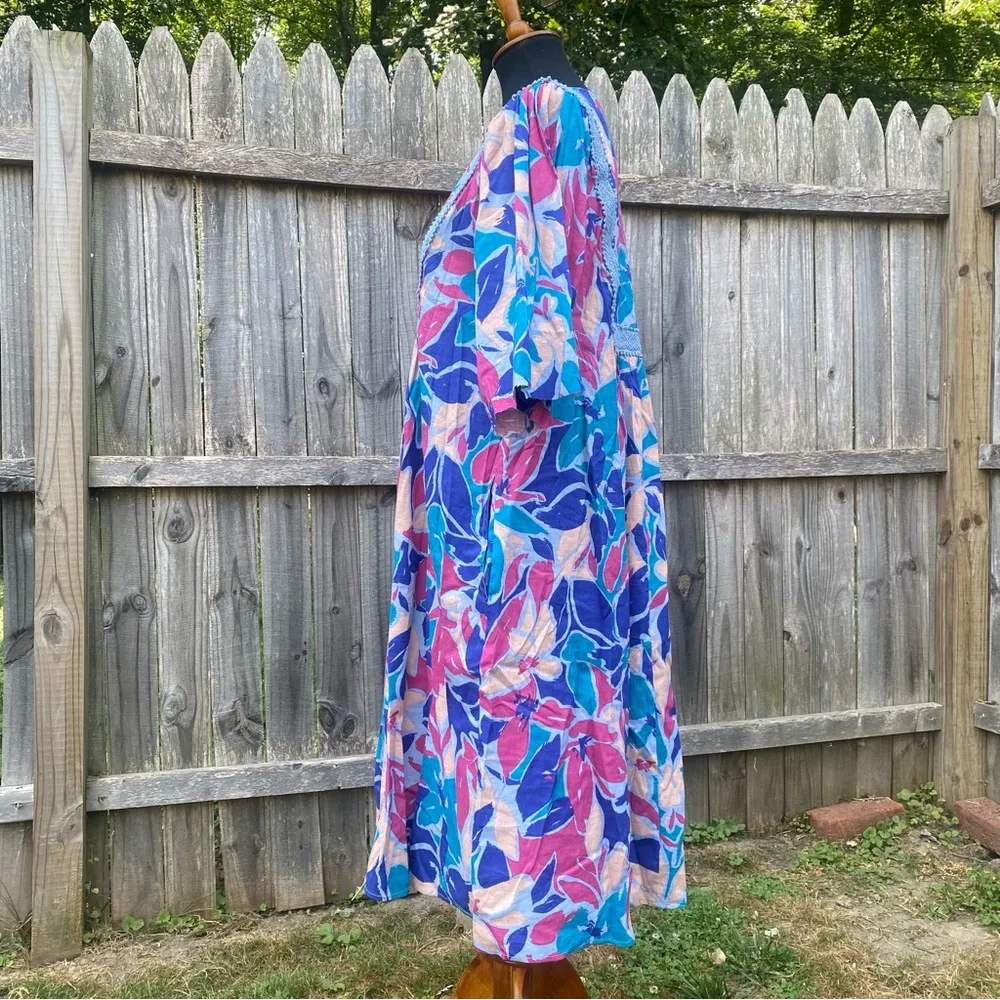 Downeast Tropical Flower Mumu Peasant Dress - Image 3