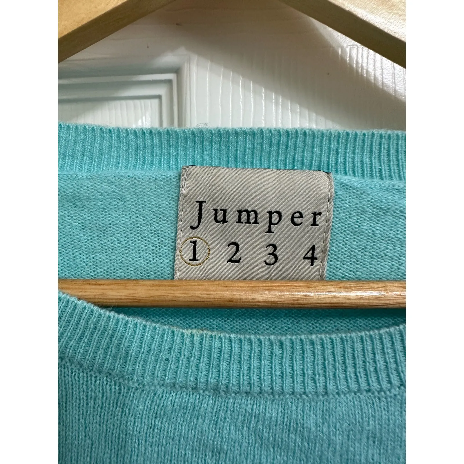 Jumper1234 teal blue striped long sleeve cashmere sweater size 1 UK 8 Red Size undefined - Image 3