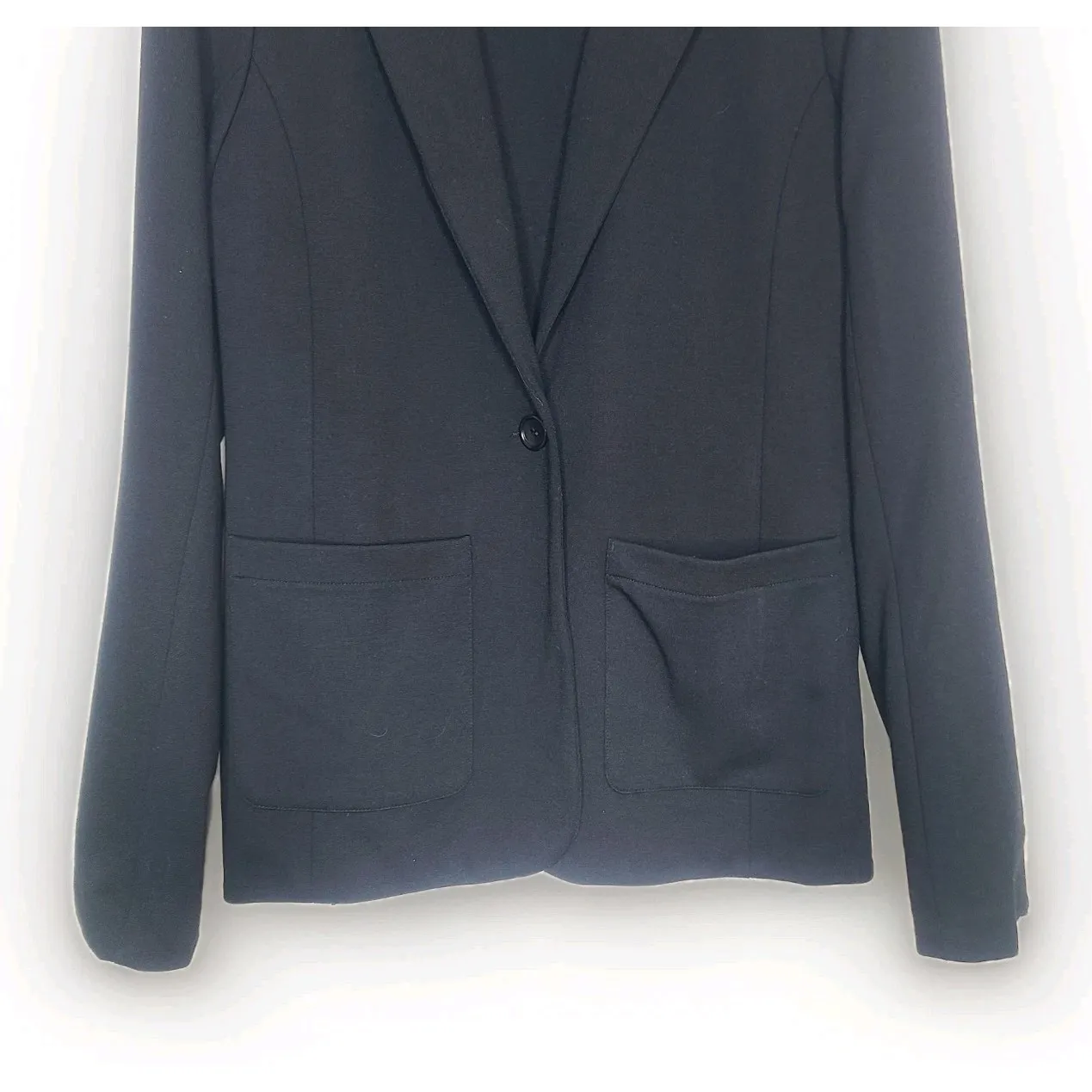 BAILEY 44 Black Ponte Stretch Knit Blazer‎ Jacket Size L Made In USA - Image 3