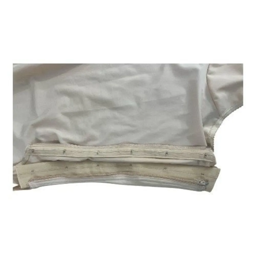 Isavela Compression Post Surgery Bodysuit Beige Large Side Zipper Hook & Eye Tan - Image 6