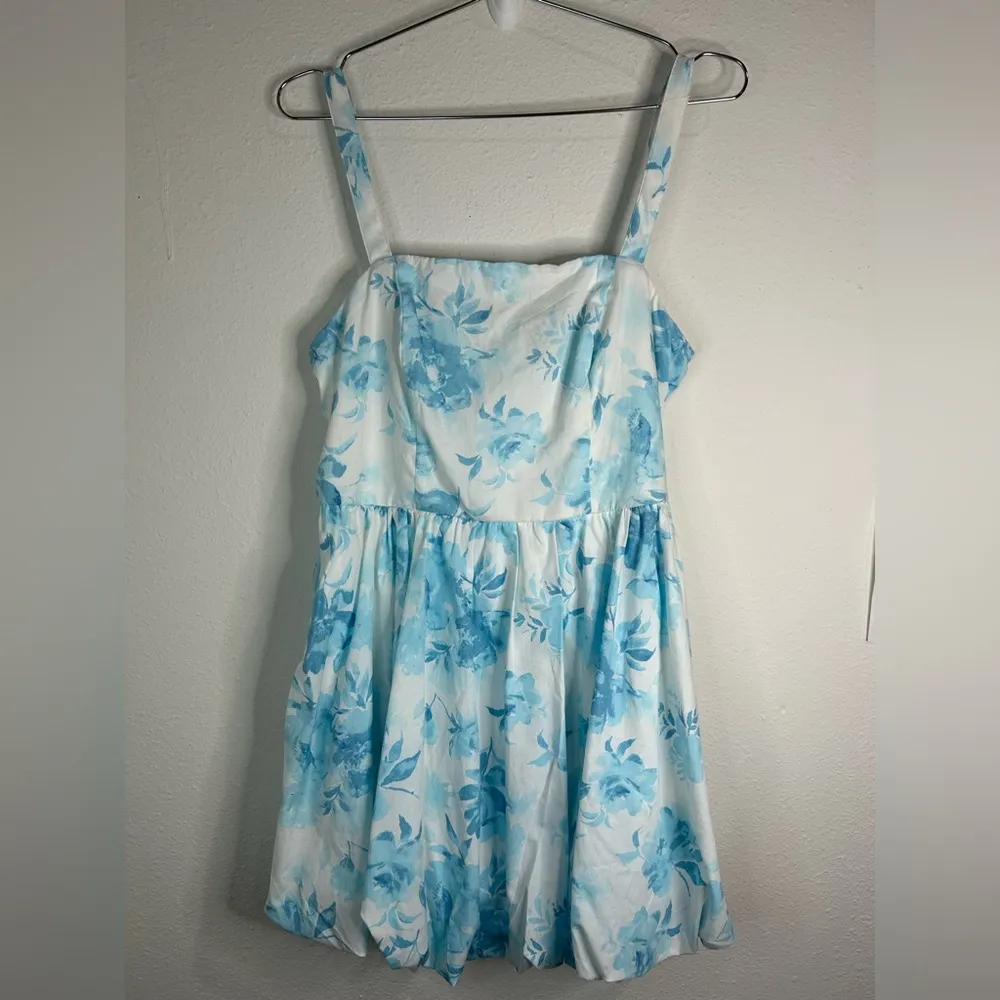 Trixxi Women’s Blue Floral Bubble Hem Mini Dress Size XL - Summer Sundress - Image 3